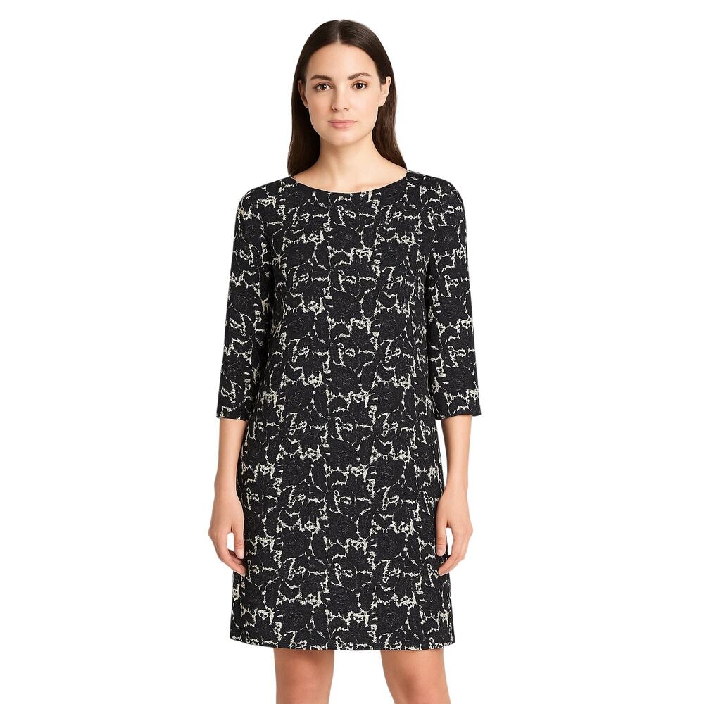 Brooks Brothers 100% Silk Black Lace Print Sheath Dress